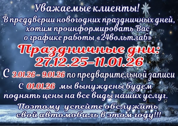 График работы сервиса в новогодние праздники